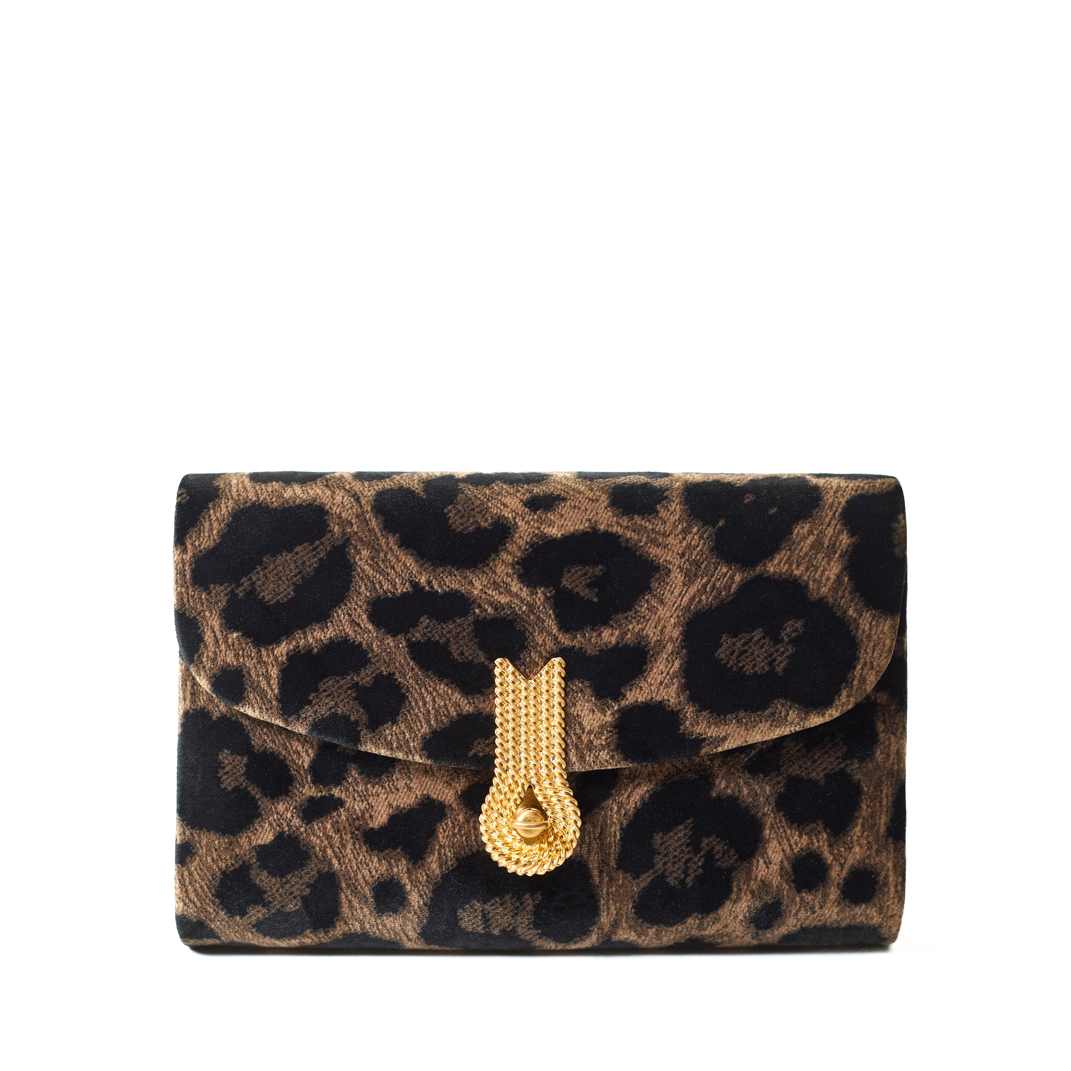 Clutch in leopard print velvet