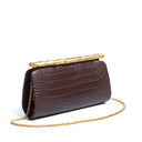 BAMBOO CLUTCH CROCO MATTE CIOCCOLATO
