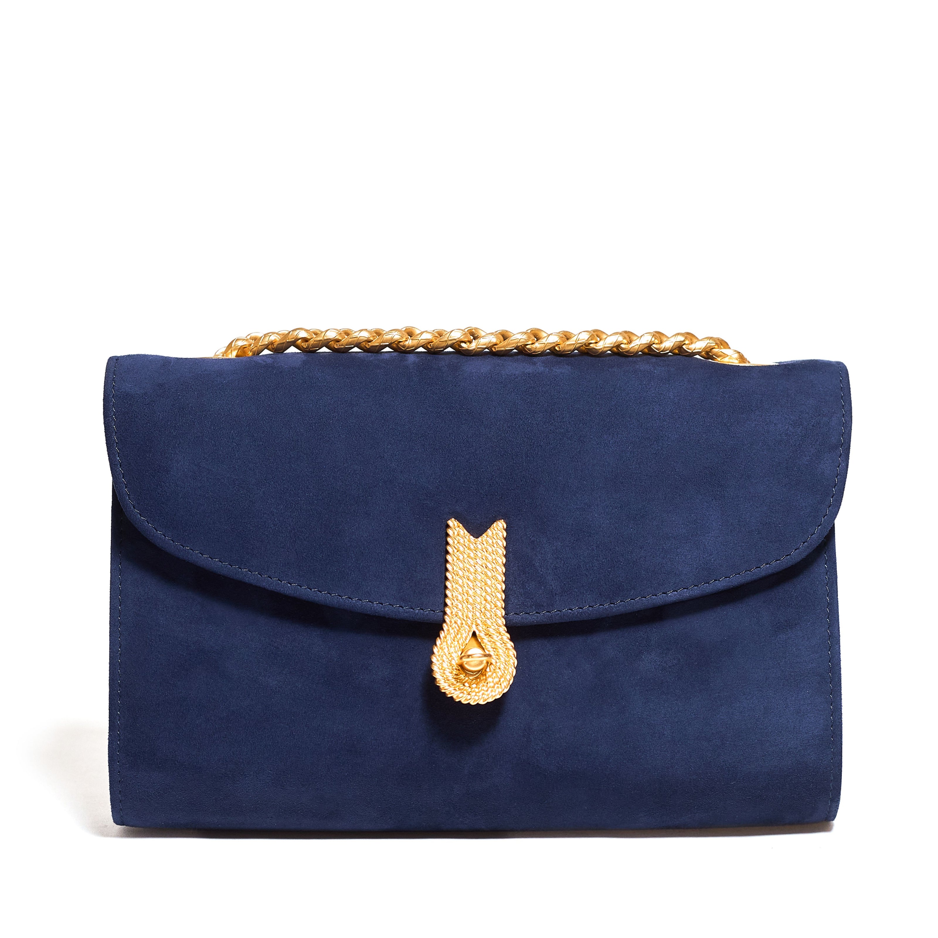 QUEEN CLUTCH SUEDE NAVY