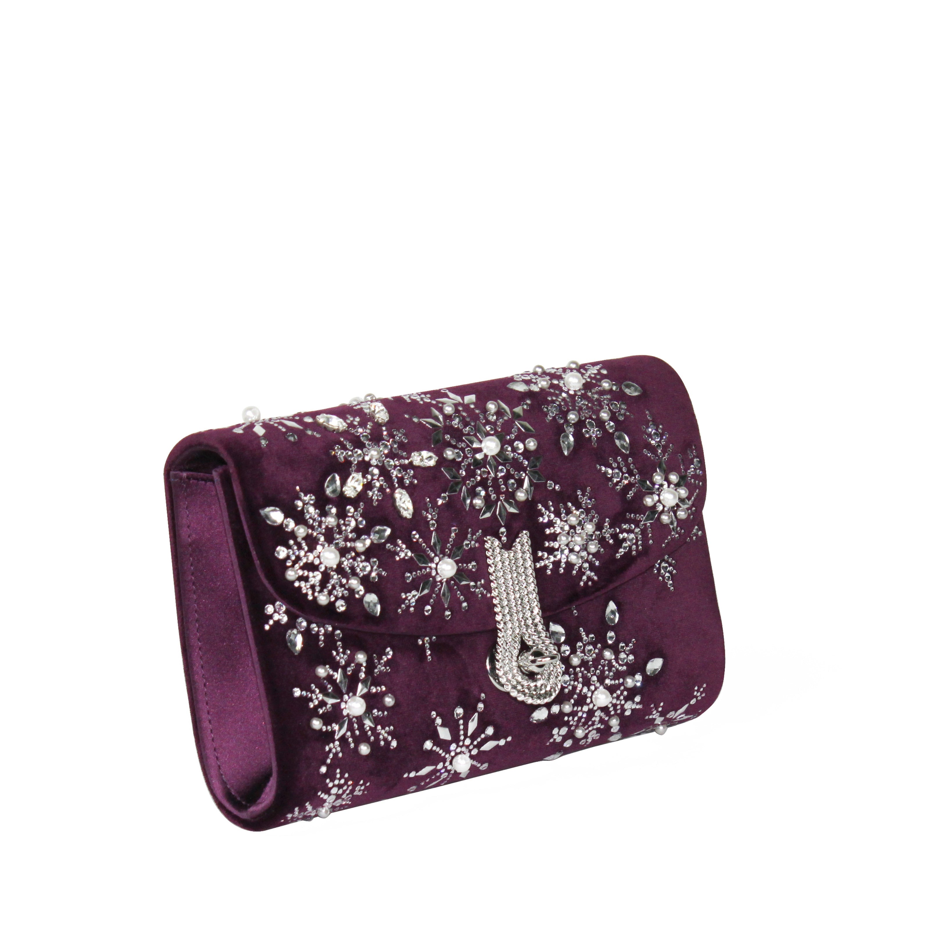 Mid Snowflake Clutch in velluto con applicazioni strass fiocco di neve – Amato ...