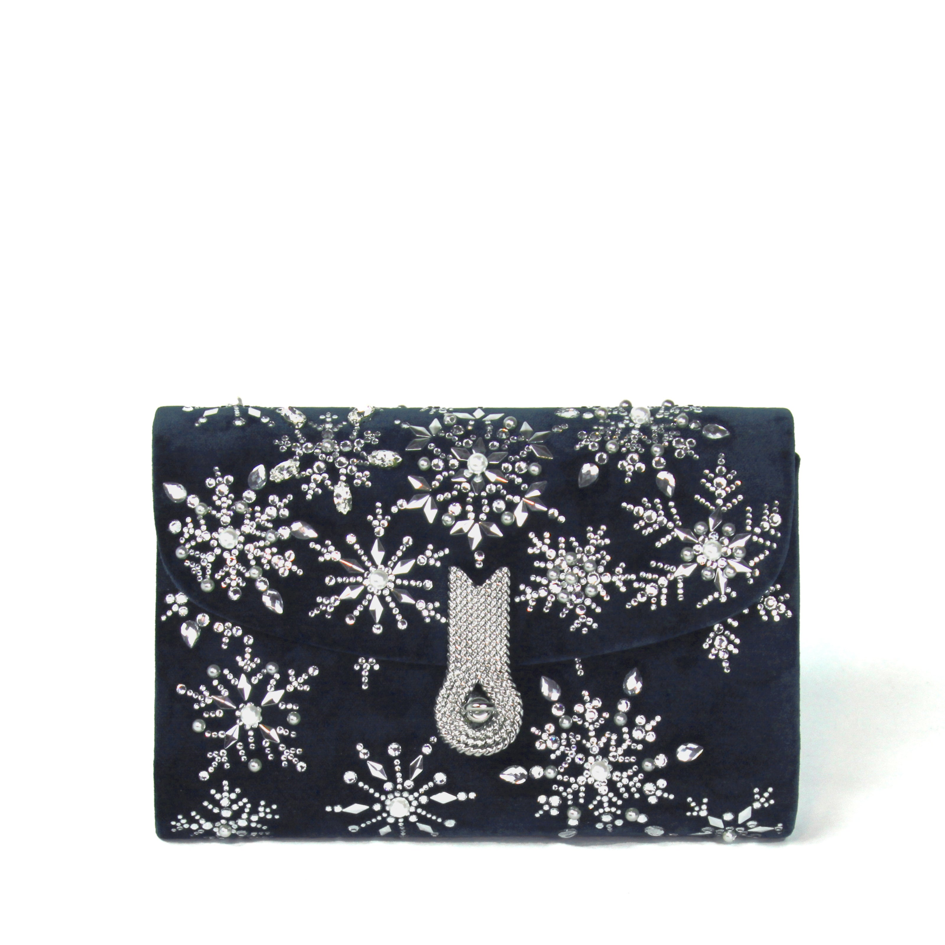 Mid Snowflake Clutch in velluto con applicazioni strass fiocco di neve – Amato ...