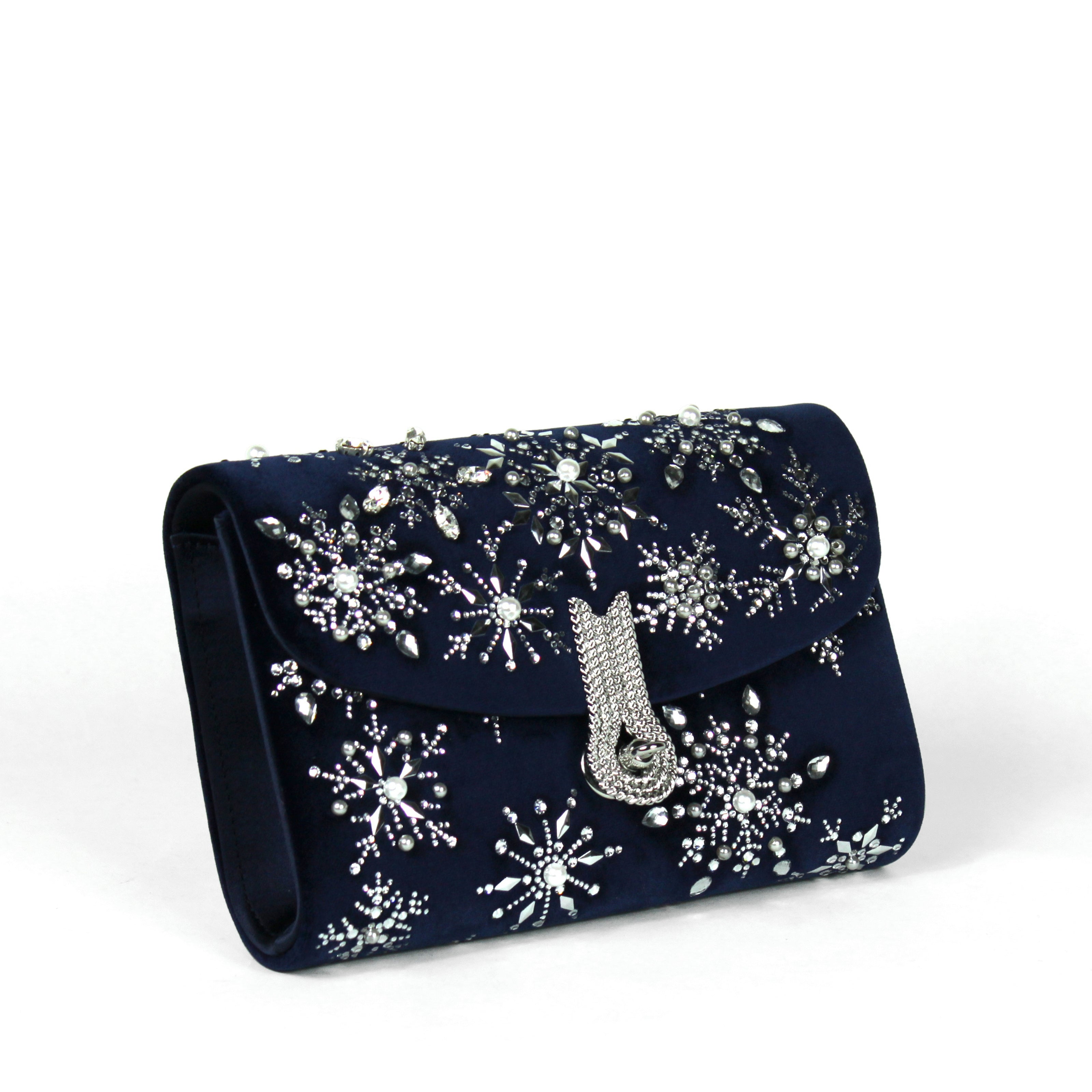 Mid Snowflake Clutch in velluto con applicazioni strass fiocco di neve – Amato ...