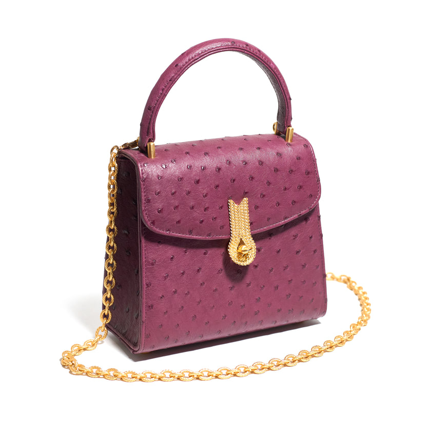 QUEEN HANDBAG OSTRICH BORDEAUX