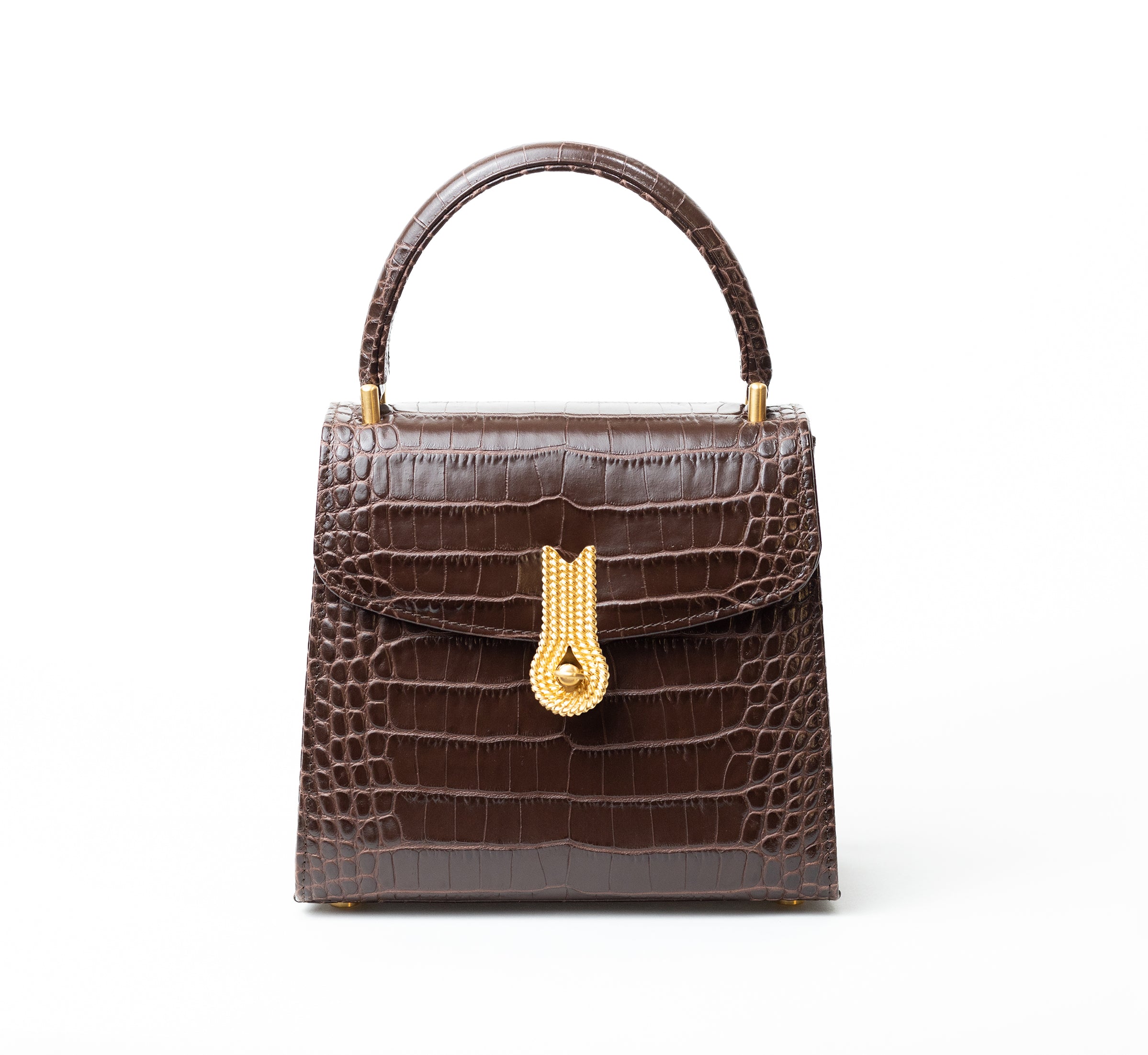 QUEEN HANDBAG CROCO MATTE CHOCOLATE