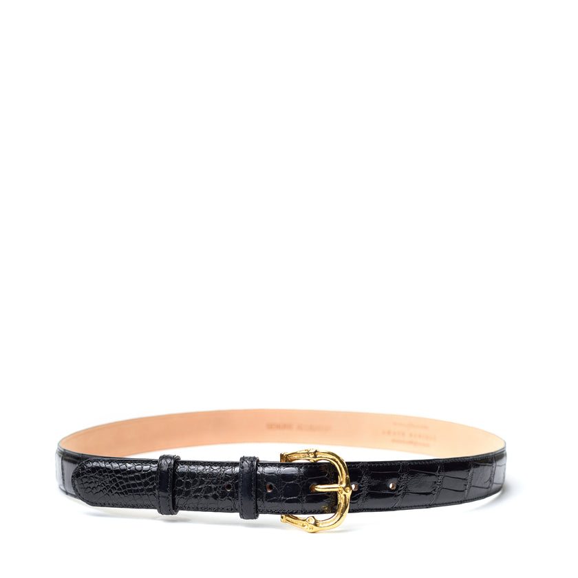 BAMBOO BELT BLACK CROCK