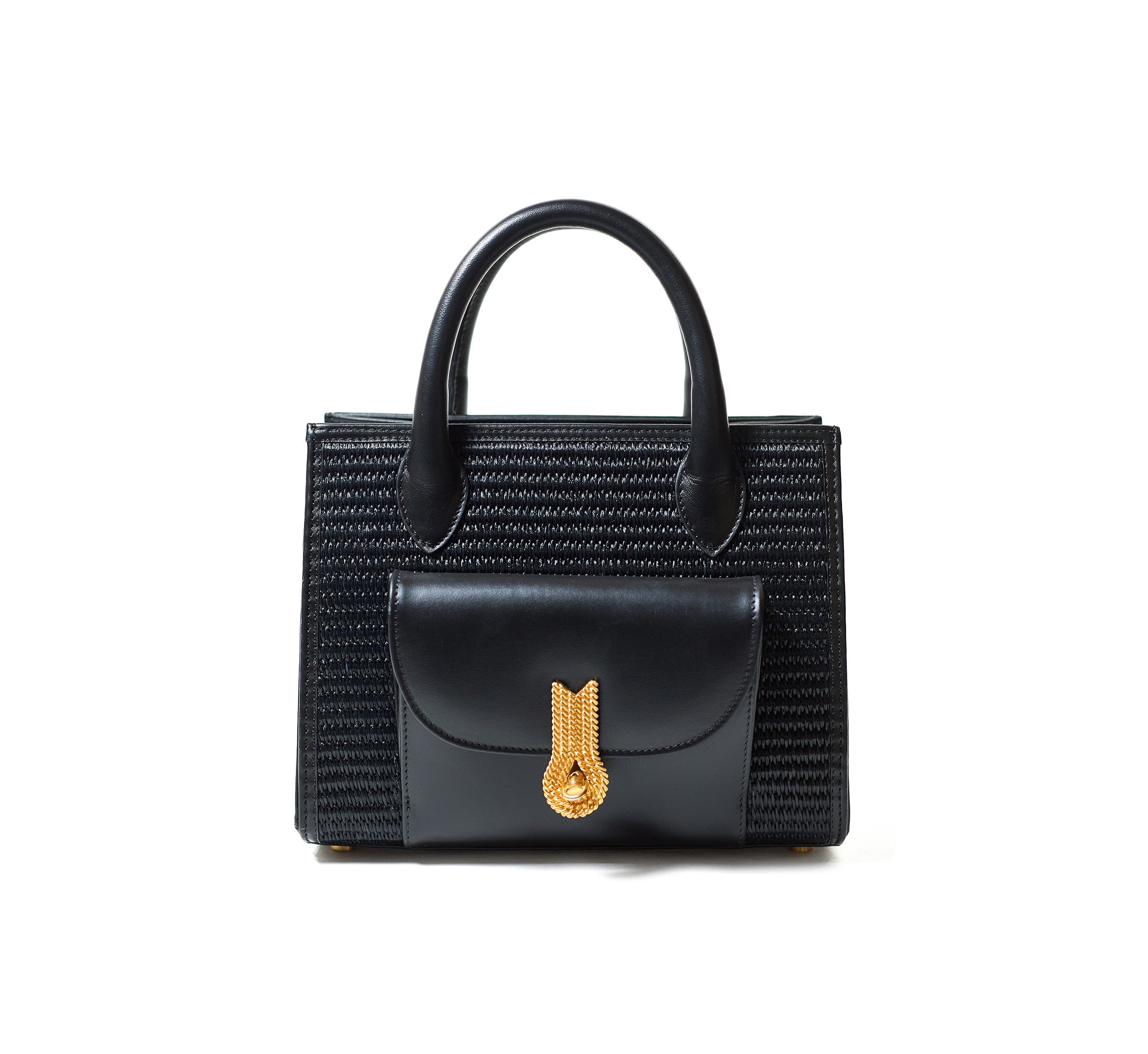 QUEEN TOTE MINI BLACK STRAW