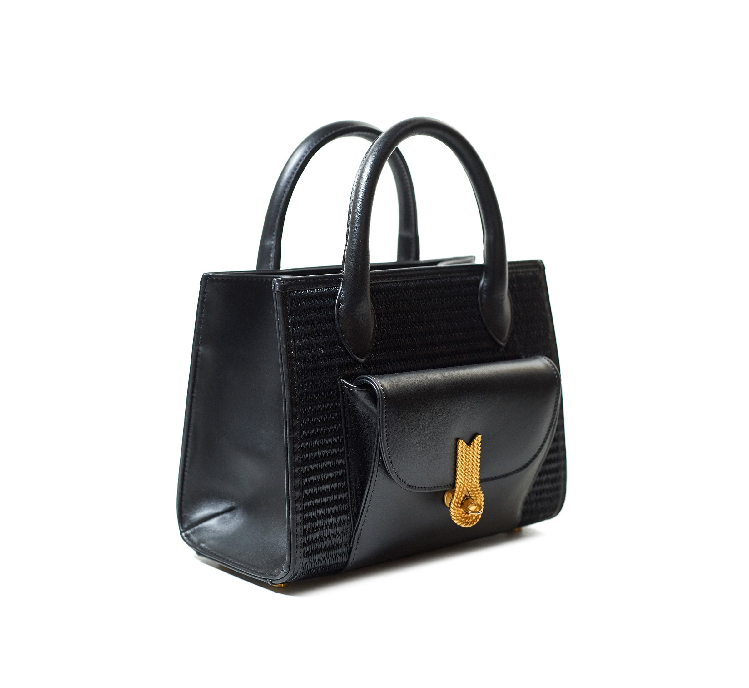 QUEEN TOTE MINI BLACK STRAW