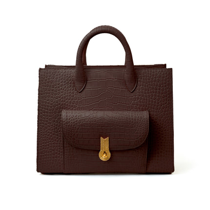 QUEEN TOTE CROCO MATTE CIOCCOLATO