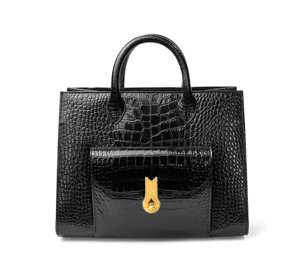 QUEEN TOTE CROCO PRINT BLACK