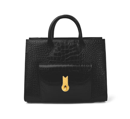 QUEEN TOTE CROCO MATTE BLACK