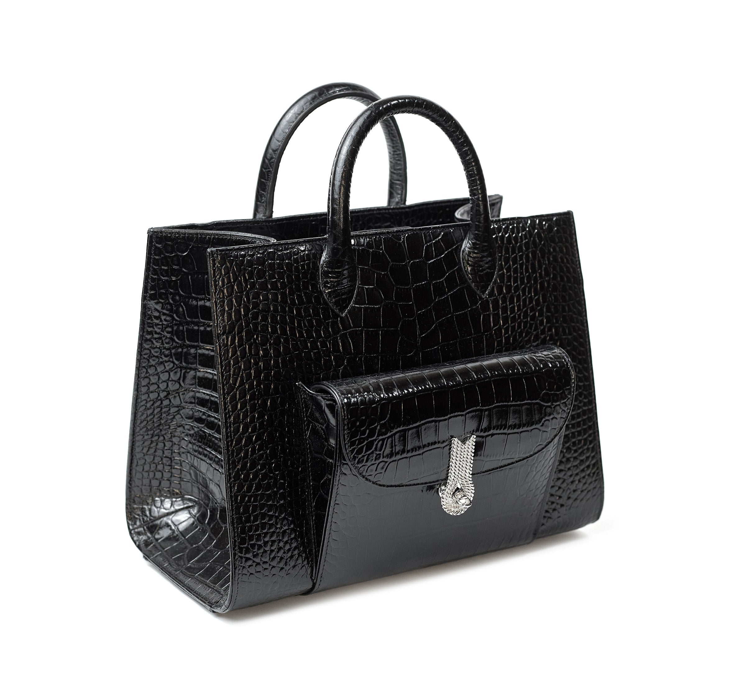 QUEEN TOTE CROCO PRINT BLACK