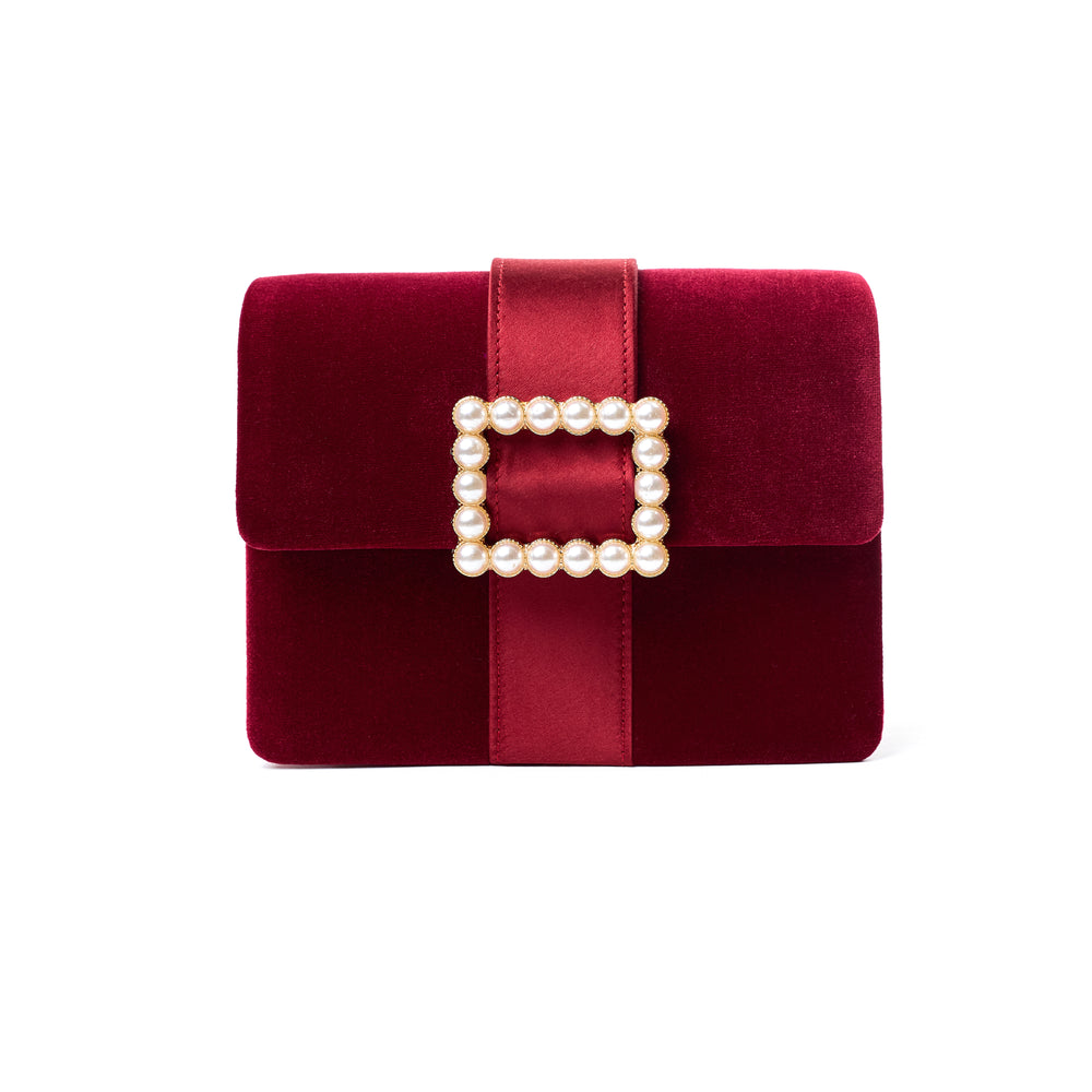 PEARLS BUCKLE CLUTCH RUBINO