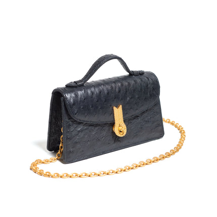 QUEEN ALTROVE OSTRICH BLACK MTO - Delivery 40 working days
