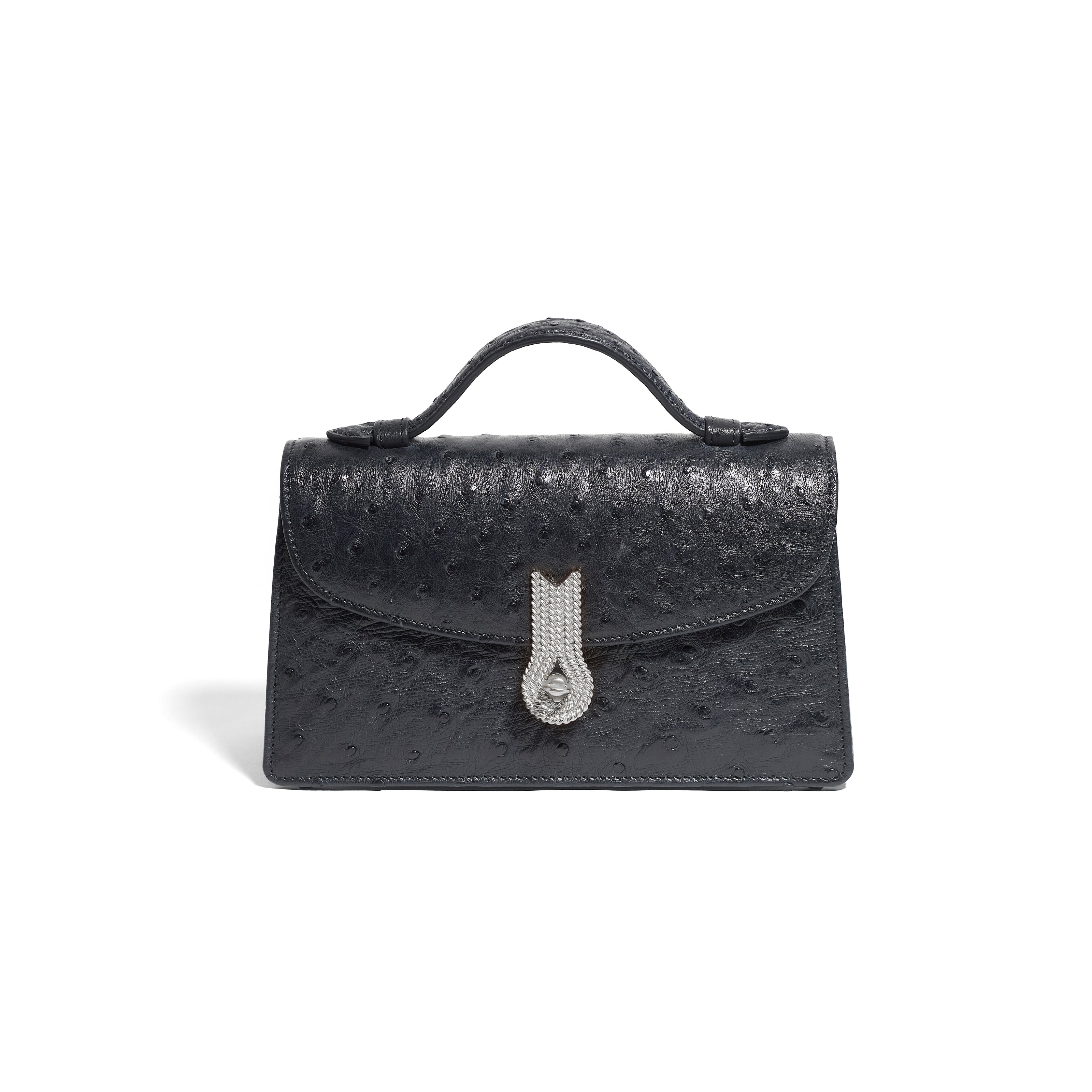 QUEEN ALTROVE OSTRICH BLACK MTO - Delivery 40 working days