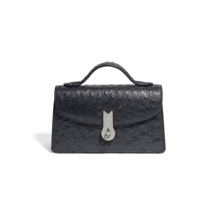 QUEEN ALTROVE OSTRICH BLACK MTO - Delivery 40 working days