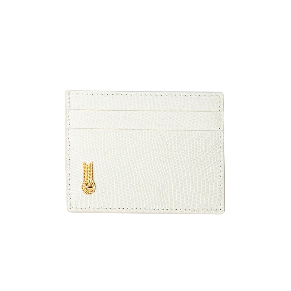 CARD HOLDER PRINTED LIZARD IVORY