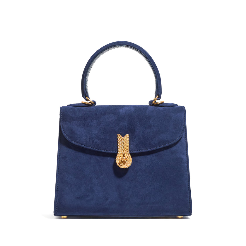 QUEEN HANDBAG POCKET SUEDE NAVY