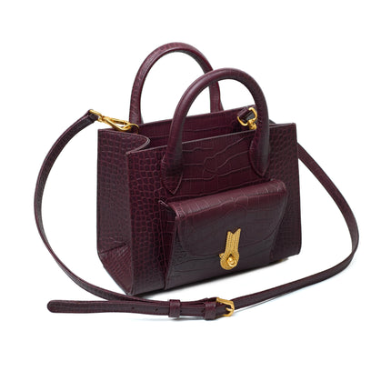 QUEEN TOTE MINI CROCO MATTE OXBLOOD