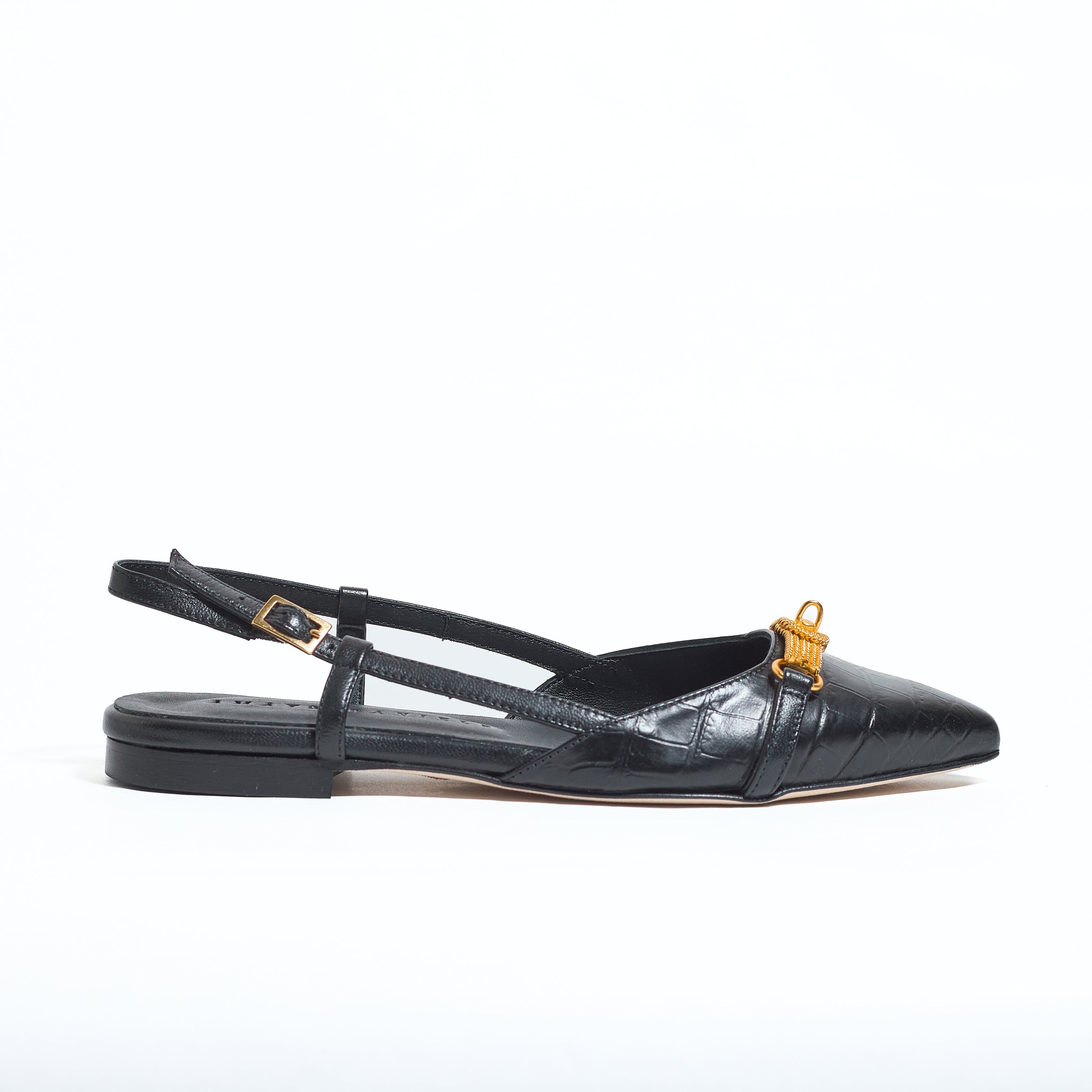 QUEEN FLAT CROCO PRINT BLACK