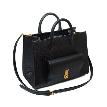 QUEEN TOTE GRAINED BLACK  MTO Delivery in 40/60 days