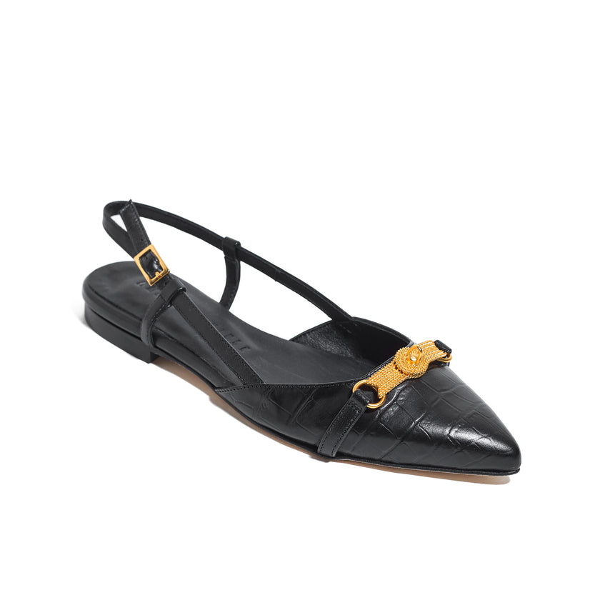 QUEEN FLAT CROCO PRINT BLACK