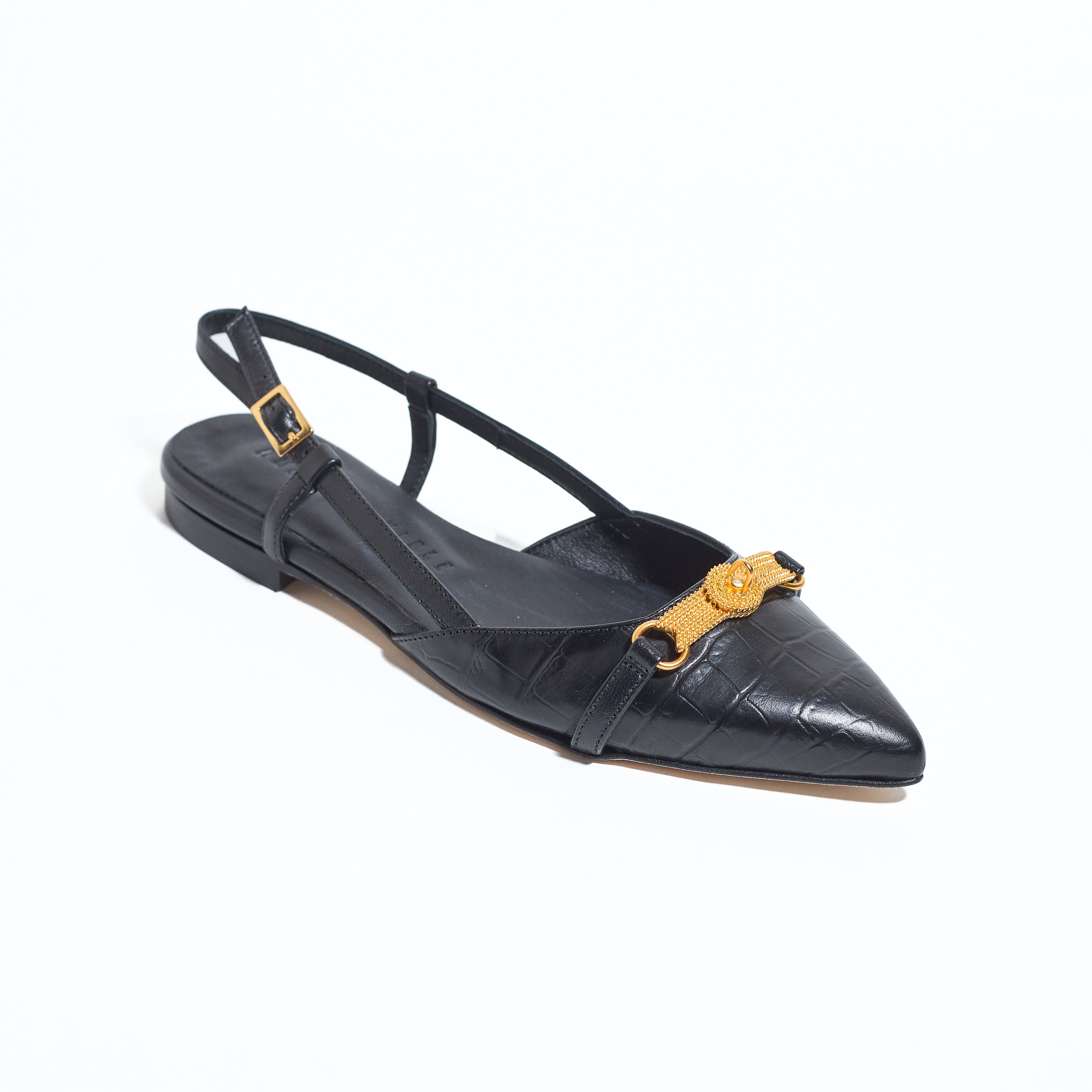 QUEEN FLAT CROCO PRINT BLACK