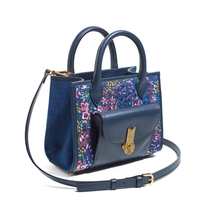 QUEEN TOTE MINI JEANS FIORI