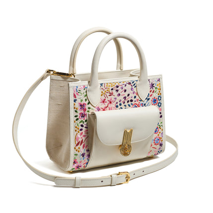 QUEEN TOTE MINI CANVAS FIORI
