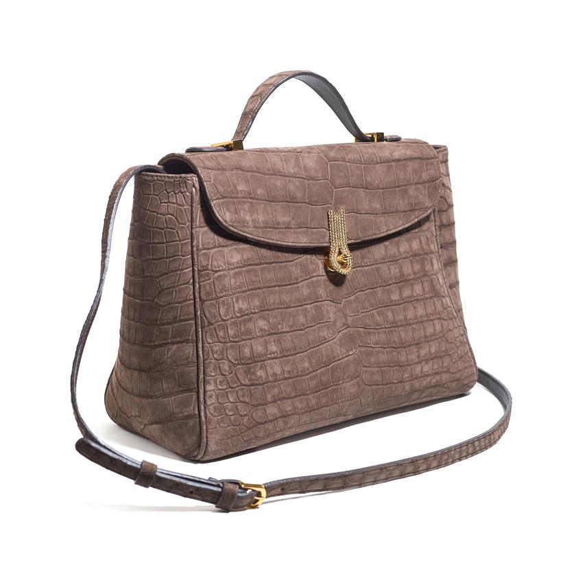 QUEEN MUM POROSUS CROCO BROWN