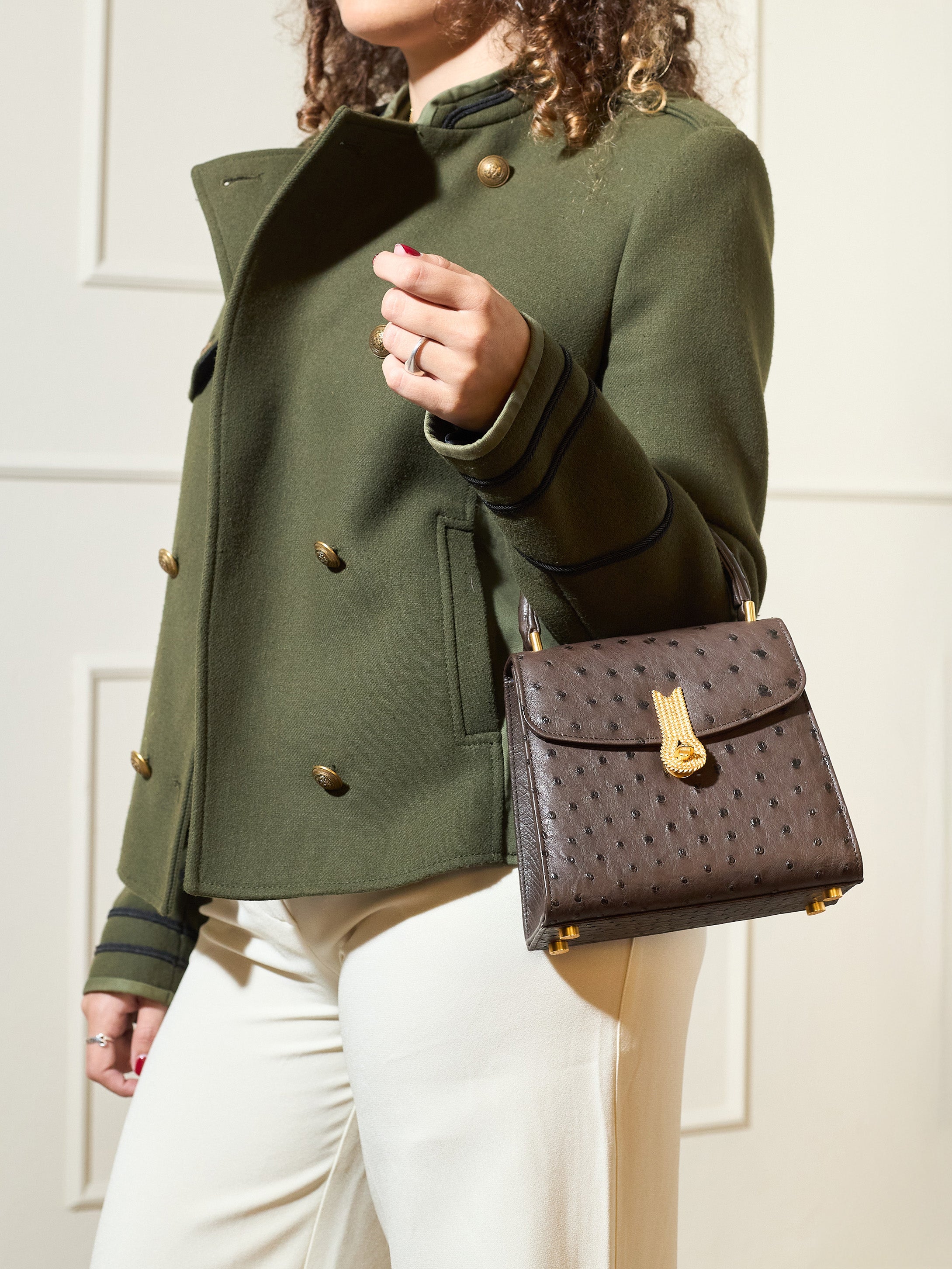 QUEEN HANDBAG OSTRICH TDM