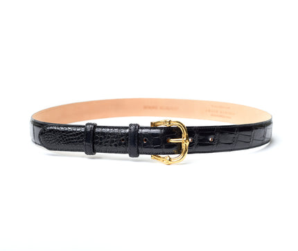 BAMBOO BELT BLACK CROCK