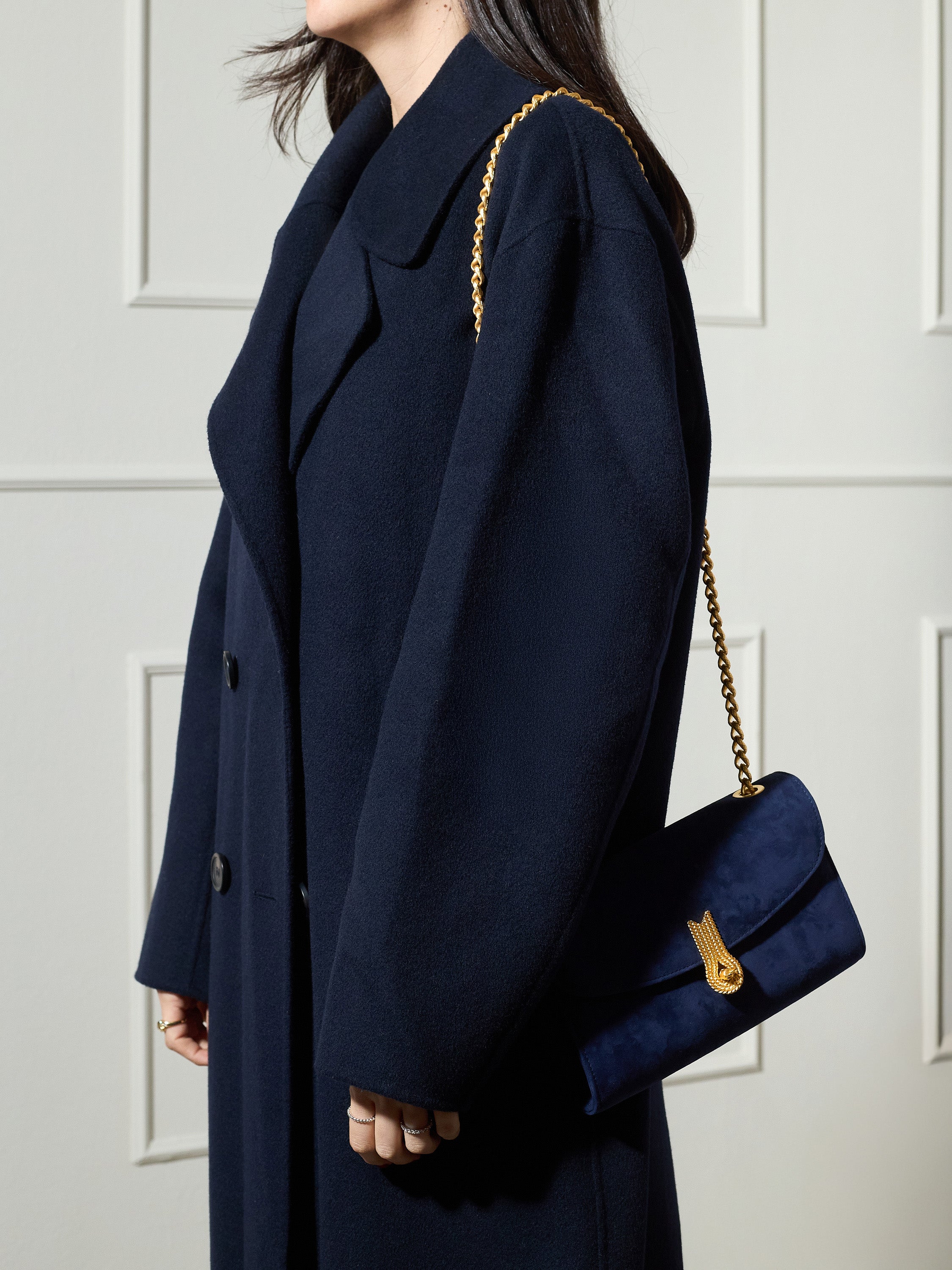 QUEEN CLUTCH SUEDE NAVY