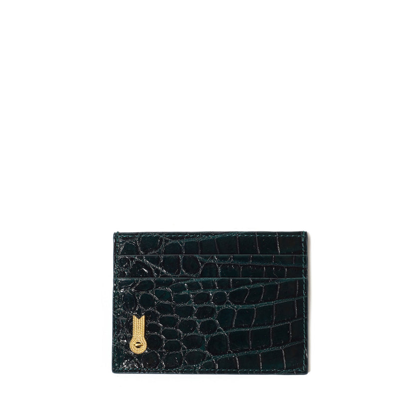 CARD HOLDER PRINTED CROCO GREEN