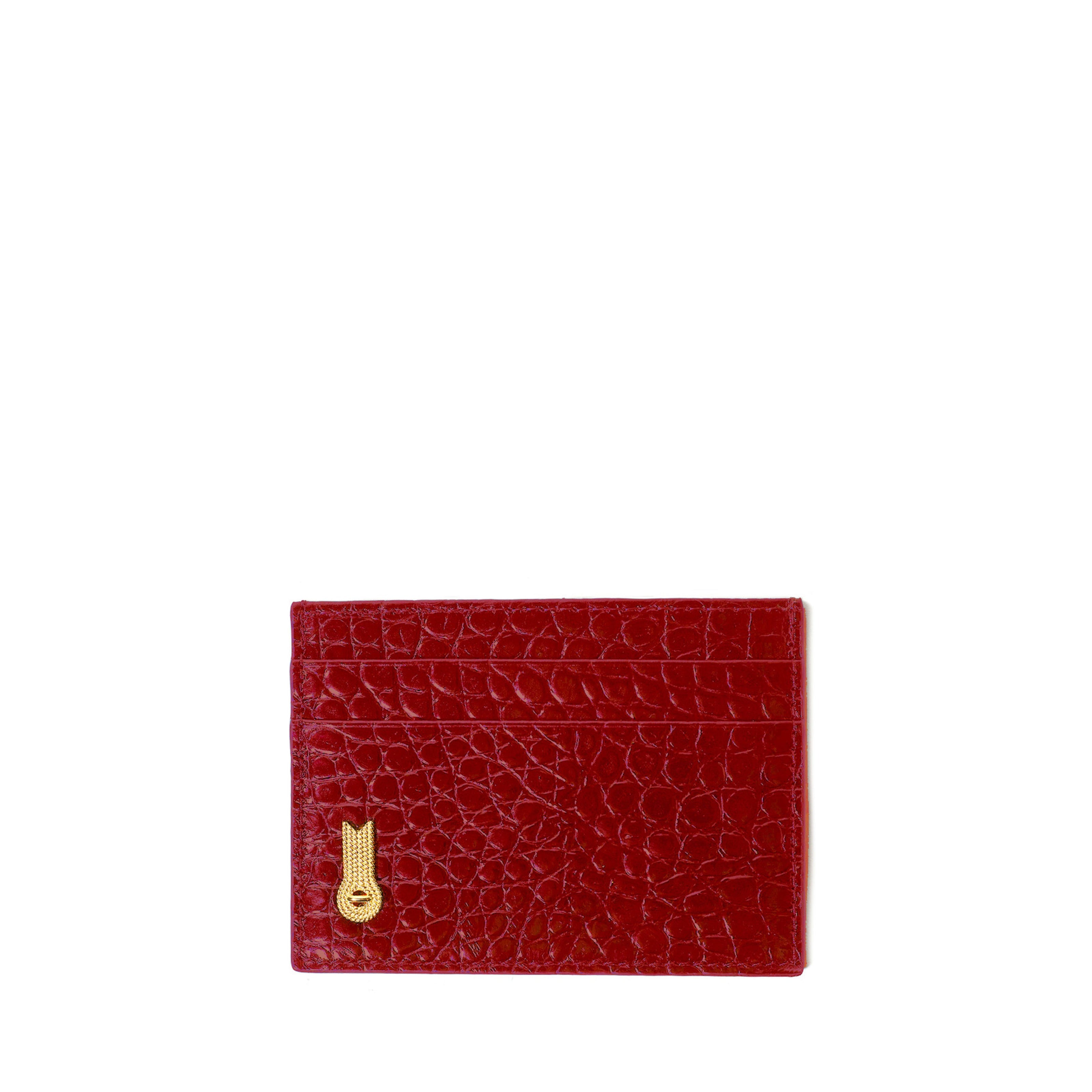 CARD HOLDER CROCO PRINTED RED