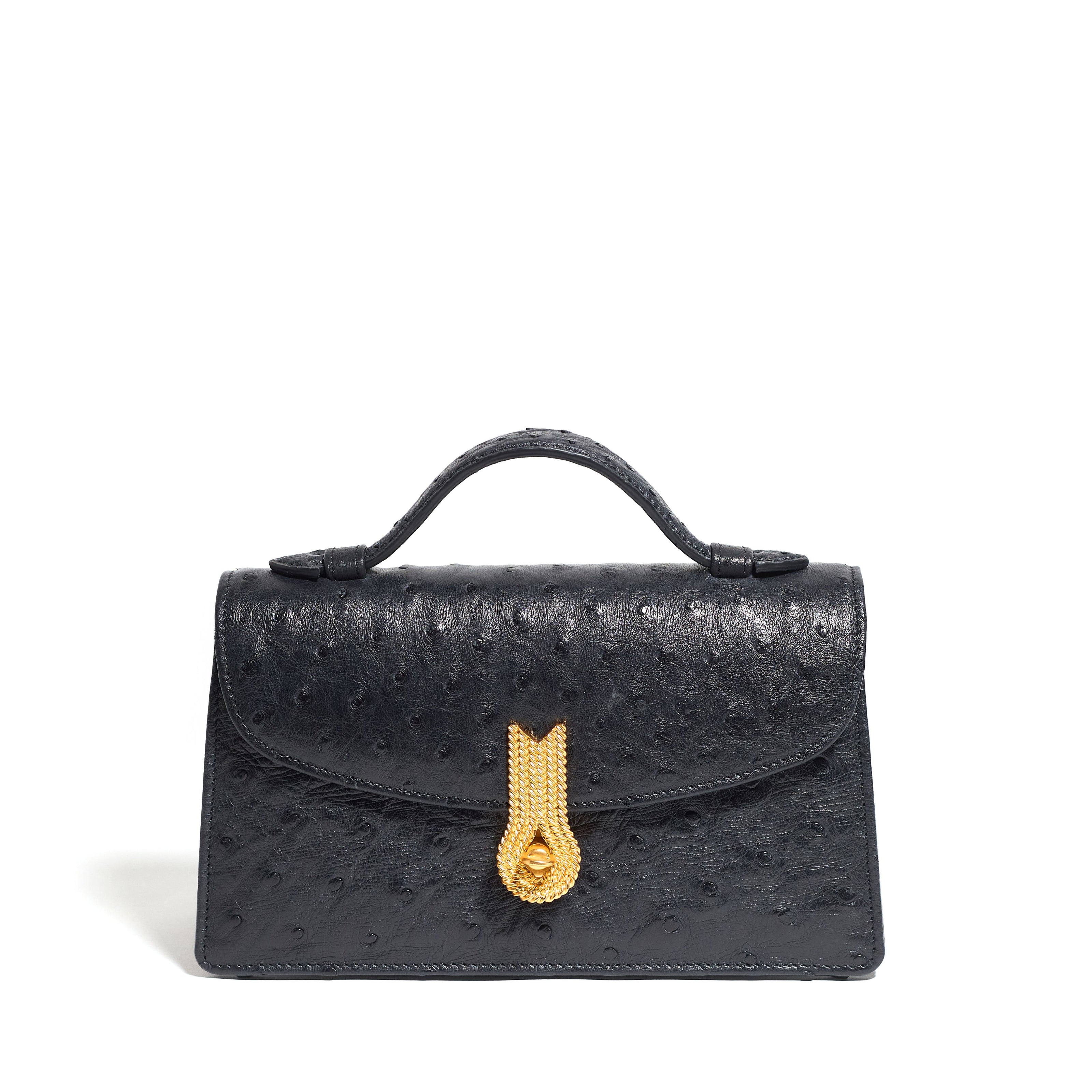QUEEN ALTROVE OSTRICH BLACK MTO - Delivery 40 working days