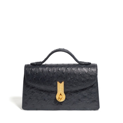 QUEEN ALTROVE OSTRICH BLACK MTO - Delivery 40 working days