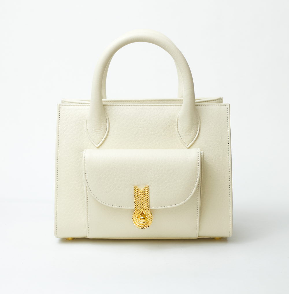 QUEEN TOTE MINI GRAINED IVORY