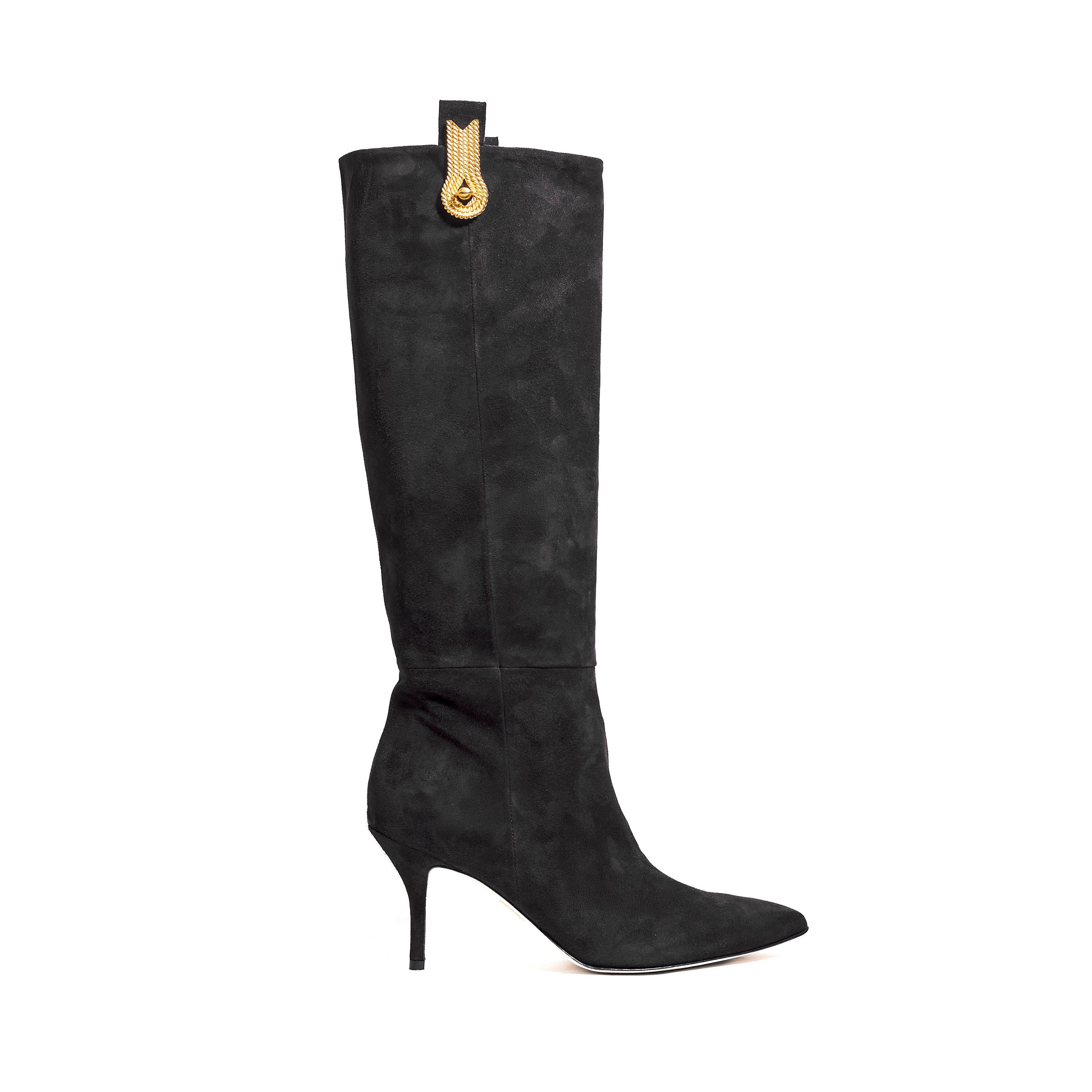 QUEEN BOOTS HEELS SUEDE BLACK