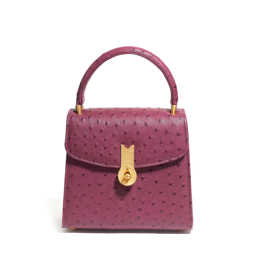QUEEN HANDBAG OSTRICH BORDEAUX